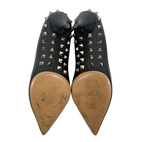 Valentino Garavani Jaw Rockstuds Pointed Toe Pumps Leather Black Size 37 - Picture 8 of 12